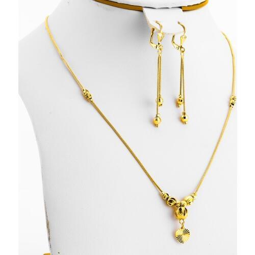 JHplated Jewelry African Indian Jewerly Fashion Charms Ball Jewelry Gold Color Small Beads Necklace Earrings for Women/Girls