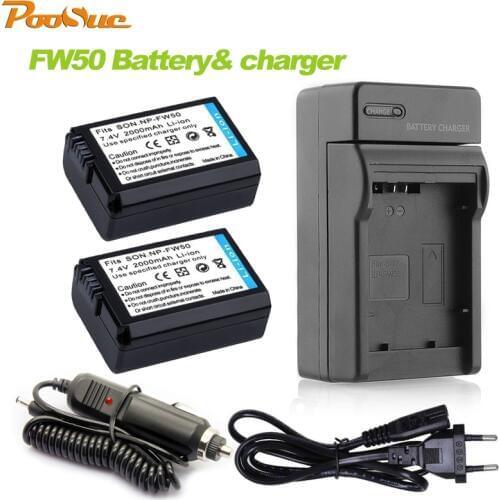 US/EU cable & NP FW50 charger & 2x batteries NP-FW50 For Sony Alpha 7 a7 7R a7R 7S a7S a3000 a5000 a6000 a7000 NEX-3N NEX-5