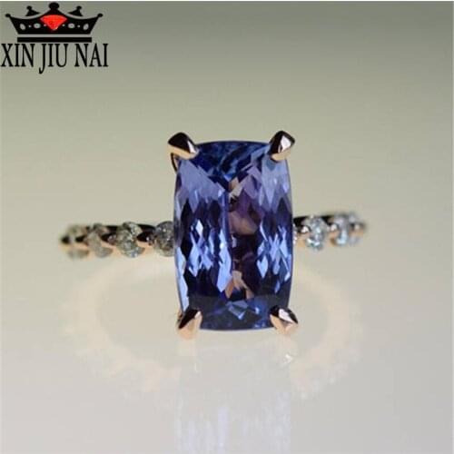 Classic rose gold unique design sapphire ring embedded zircon CZ ladies party jewelry fashion gift temperament ladies ring
