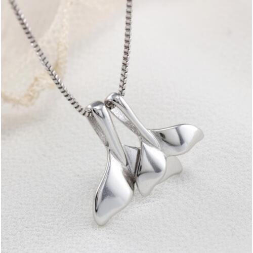 Dolphin Fish Tail Pendant Korea Fresh 925 Sterling Silver Clavicle Chain Temperament Trendy Female Necklace SNE202