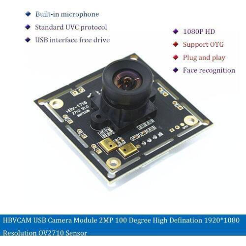 HBVCAM USB Camera Module 2MP 100 Degree High Defination 1920*1080 Resolution OV2710 Camera module