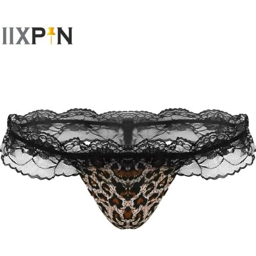 Gay Mens Thong Sexy Sissy Lingerie for Men Panties Underwear Exotic G-string Ruffle Lace Briefs Bulge Pouch Panties Jockstraps