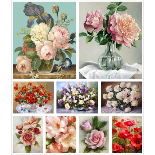 Colorful Flowers Peony 5D Diy Full Square and Round Diamond Painting Embroidery Cross Stitch Kit Wall Art Handcraft Home Decor