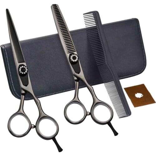 6 Inch Black Japan 9CR Steel Hair Cutting Tools Thinning Salon Stainless Steel Scissors Set