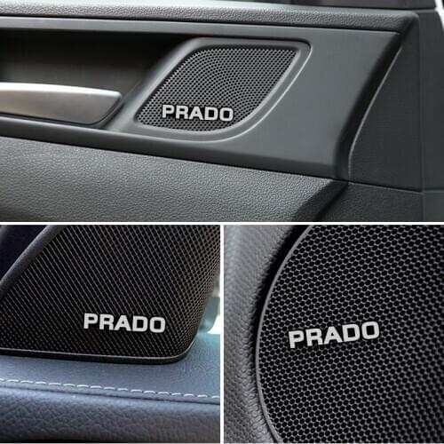 10pcs 3D aluminum speaker stereo speaker badge emblem Sticker for Toyota prado 120 fj150 land cruiser 80 Auto Cover CarStlyling