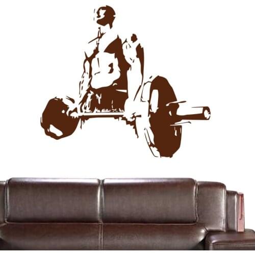 Gym Sticker Fitness Decal Body-building Barbell Posters Vinyl Wall Decals Pegatina Quadro Parede Decor Mural Gym Sticker