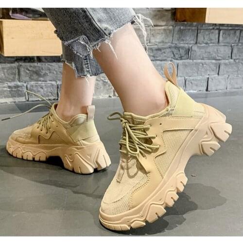 2021 spring and autumn new lace-up shoes for women. Fashion and popular chunky casual mesh sports casual shoes