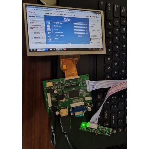 New 6.5 inch LCD Display Screen TFT Monitor AT065TN14 with HDMI VGA Input Driver Board Controller (Attached remote control)