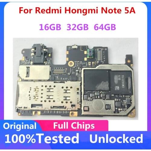 Original for Xiaomi Redmi Hongmi Note 5A Motherboard Unlocked Logic Board 16GB 32GB 64GB Full Chips Mainboard Android System
