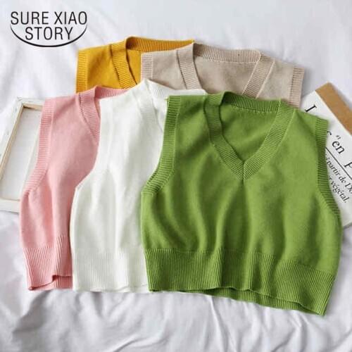 Autumn WInter Casual Sleeveless Sweater Vest Women Knitted Vest Loose Sweater Femme V-Neck Pullover Women Vest Jumper Pull 11831