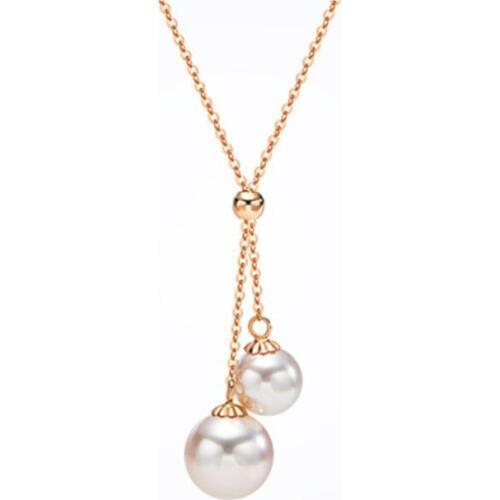 Sinya Pure 18k gold necklace with Natural Round Pearls pendant Au750 Trendy fine jewelry for ladies women girls best gift Hot
