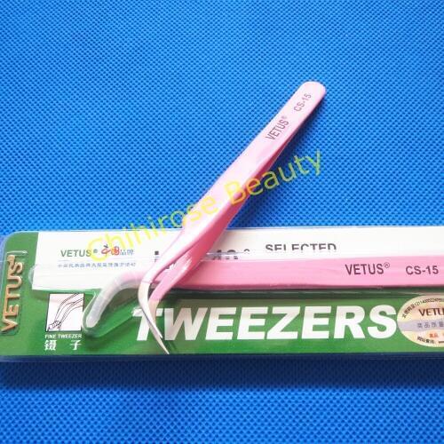 10 pcs/lot Vetus Tweezers CS-15 for Eyelash Extension Nail Art Nippers Repair Tool Stainless Steel Pointed Clip Make Up