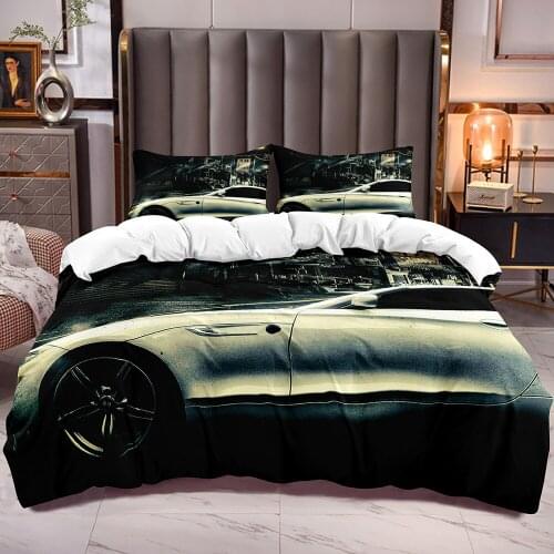 Boys Duvet Cover with Racing Car Print Teens Bedding Comforter Cover Sets with Zipper Closure Corner Ties