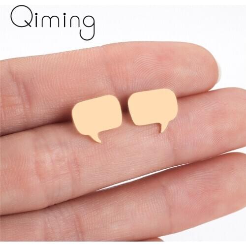 Gold Dialog Box Simple Earrings Female Maxi Personality Creative Women Wholesale Jewelry Punk Stud Earrings Gift