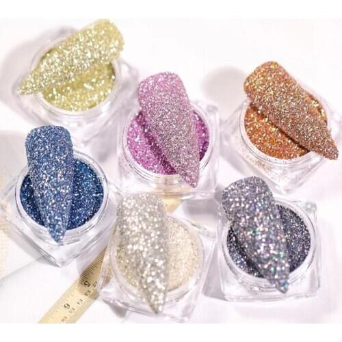 6 Color Nail Glitter Powder Crystal Diamond Powder Nail Art Powder Glitter Pigment Holographic Sparkle Nails Diy Decoration