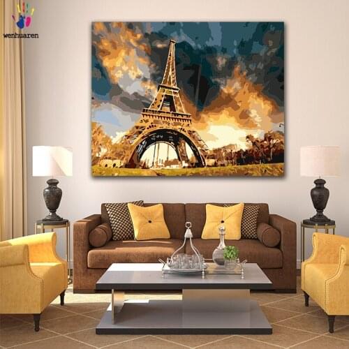 DIY Coloring paint by numbers Paris Tower under a large cloud figure paintings by numbers with kits 40x50 framed