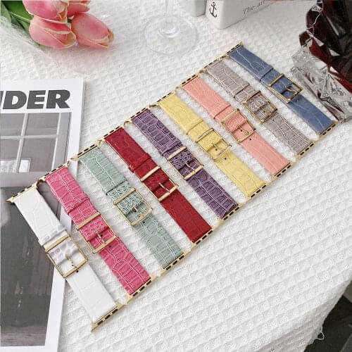 Leather Watch Bracelet Belt For Apple Watch 38mm 42mm Strap Woman Genuine Multicolor 40mm 44mm Watchbands For IWatch SE 5 4 3