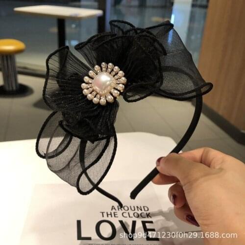 Net celebrity ins small fragrant wind three-dimensional bow fold net yarn new headband out all-match retro hair accessories
