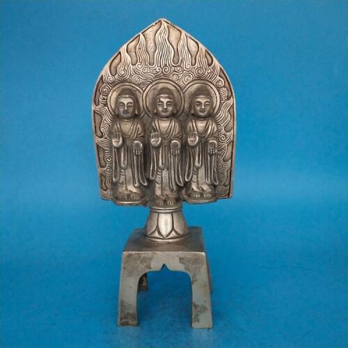Antique QingDynasty Silver Three Buddha statues, hand -Carved sculpture, Home Decoration,best collection & adornment