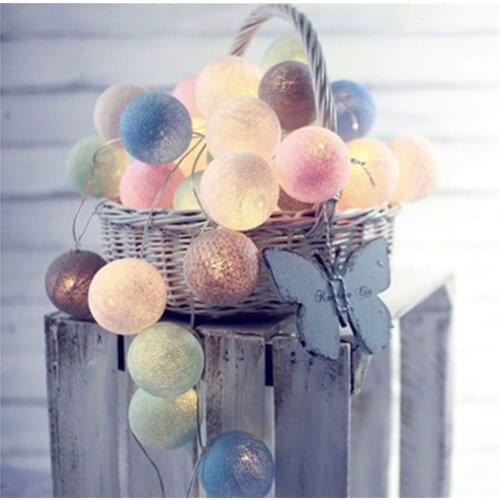 1.5/3M LED Cotton Balls Garland LED String Fairy Lights Halloween Party Garden Bedroom Holiday Wedding Outdoor Tree Lamp Christm