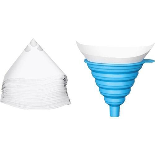 TOP 150Pcs Paint Filter Paper Funnel Car Paint Spray Paint Filter Disposable Filter Paper with 1 Pcs Silicone Funnel