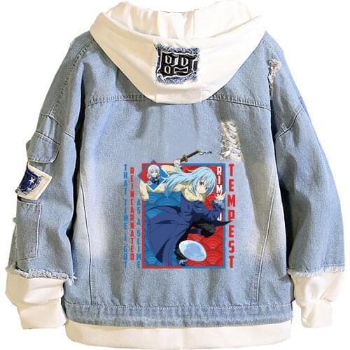 That Time I Got Reincarnated as a Slime Cartoon Demin Jackets Anime Jeans Sweatshirt Harajuku Streetwear Couple Hoodies