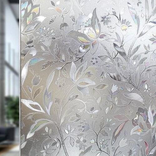 Flower Pattern Privacy Window Film Frosted 3D Static Decoration Self Adhesive Film UV Blocking Heat Control Glass Window Sticker