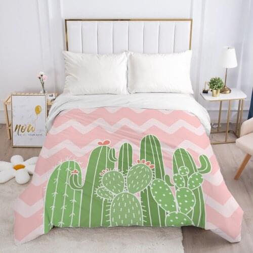 1pc Luxury Duvet cover Quilt/Blanket/Comfortable Case Single Double Queen King Size Bedding 140x200 240x220 200x200 Pink cactus