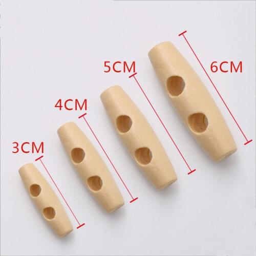 10Pcs 3/4/5/6 cm Beige Wooden Horn Toggle Natural Button With 2 Hole Sewing Decoration Button DIY Garment Clothing Accessories