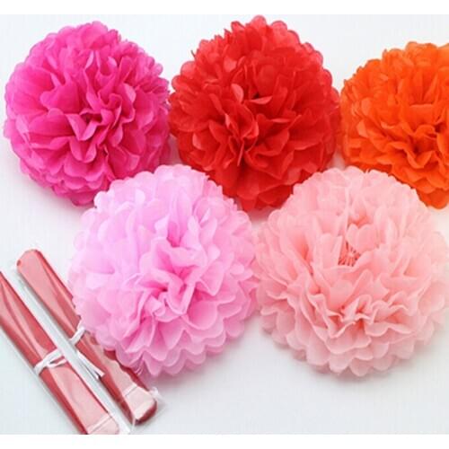 10pcs/pack Mixed colors 10inch (25cm) Hanging Tissue Paper pom Poms Flower Kissing Circle Balls Home Decoration Wedding ball