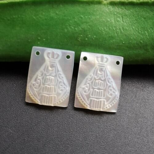 30pcs/lot 12x16mm Natural lady of aparecida Mother of Pearl Shell Rectangle Virgin Mary Mother Pearl for DIY Jewelry