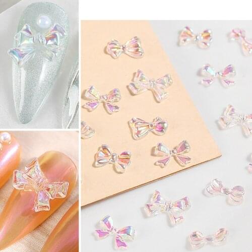 30 Pieces of Mixed Color Nail Art Aurora Bow Ornaments Magic Color Three-dimensional All-match Crystal Butterfly Manicure Tool