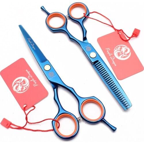 5.5" JP Stainless Blue Professional Pet Scissors Straight Scissors Thinning Shears Animal Shears Dog Grooming Scissors Set Z1004