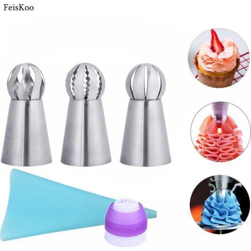 5pcs Russian Piping Nozzle Sphere Ball Icing Confectioners Pastry Tips Sugarcraft Cake Cupcake Decorator Kitchen Bakeware Tools