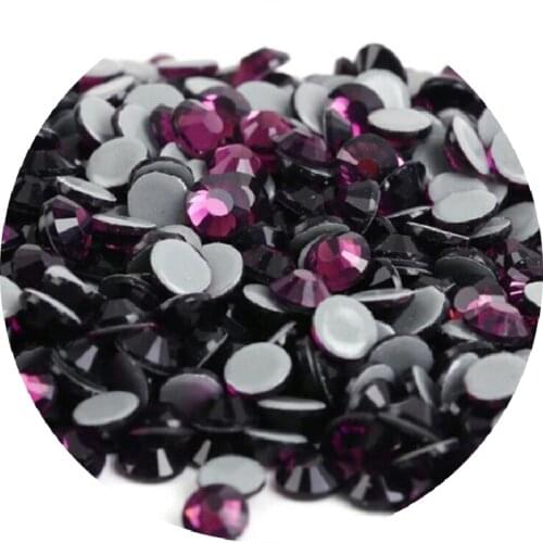 AAAAA Quality ss12 ss16 ss20 Flat back Deep purp Hot Fix Rhinestones Glass Strass Rhinestones For clothes wedding decoration