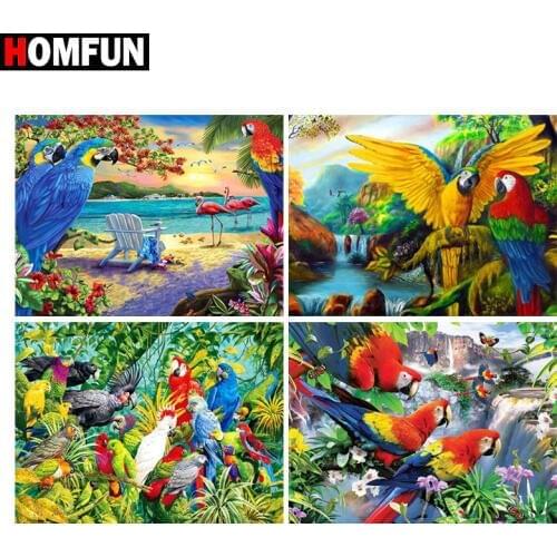 HOMFUN Diamond Embroidery "Animal bird parrot" Pattern DIY 5D Diamond Painting Needlework Cross Stitch Full Drill Painting