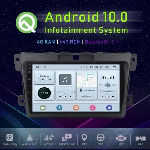 JSTMAX 9" Android 10.0 Car GPS Player For Mazda CX7 CX 7 CX-7 2009 2010 2011 2012 2013 2014 Multimedia Radio Player