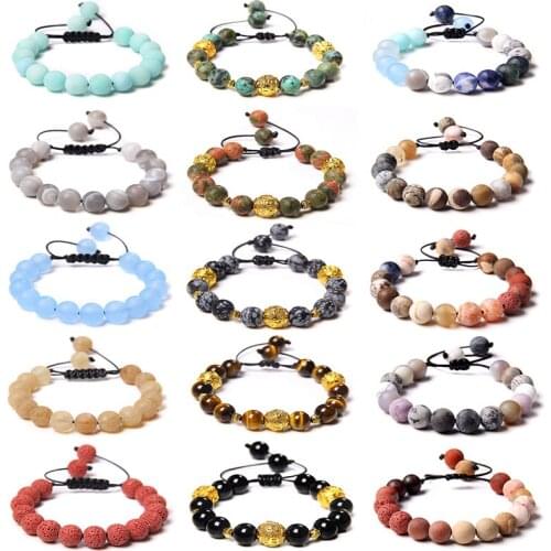 10MM Beads Bracelets Natural Stones African Turquoises Lava Braided Bracelet For Women Men Fashion Vintage Exquisite Jewelry