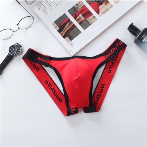 Briefs Men jockstrap Sexy male Underwear Men Jockstrap Briefs Gay Slip Cuecas Men thongs Strings tanga Penis Pouch jockstraps