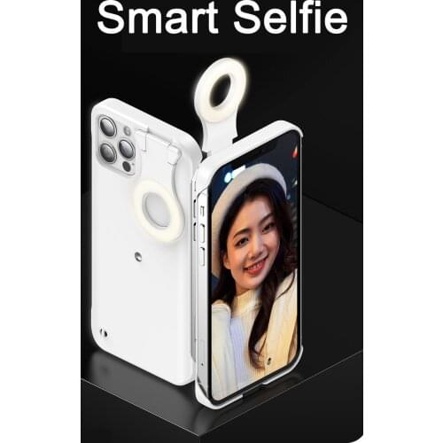 Selfie Ring Light Phone Case For Apple Iphone XR XS 11 12 PRO MAX Protective Camera Luminous Cover Led Flashlight Smart