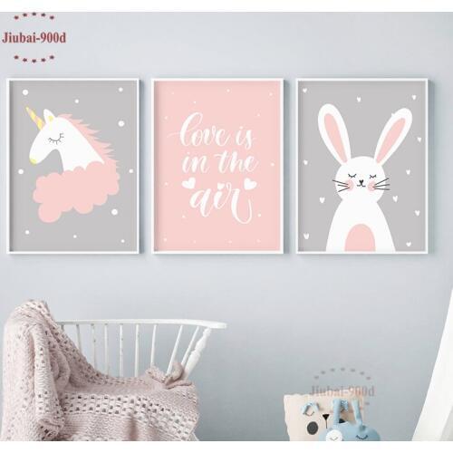 Nursery Animal Poster Cartoon Bunny Canvas Painting Baby Room Wall Decoration Pictures Nordic Wall Art Posters and Prints Nur57