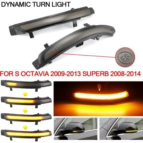 For Skoda Octavia 2009-2013 SUPERB 2008-2014 Dynamic LED Turn Signal Blinker Mirror flasher Light Rearview Mirror Streamer Light
