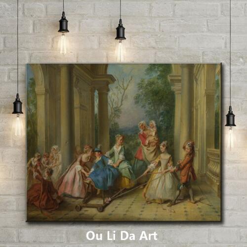Classical court figures palace landscape oil painting canvas printings printed on canvas home wall art decoration pictures