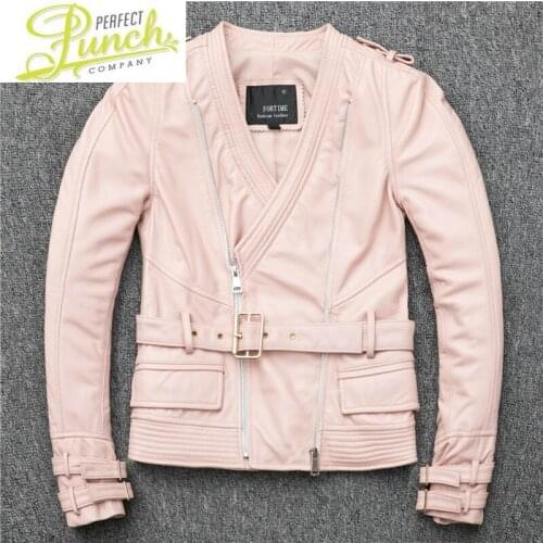 Short 2021 Spring Autumn Slim Motrocycle Sheepskin Genuine Leather Jacket Women Veste Femme YY971