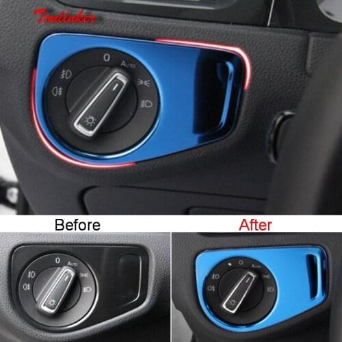 Cover Sticker for VW GOLF 2018 Car Styling 1 PCS Stainless steel Car Interior Headlight control decoration Cover case stickers
