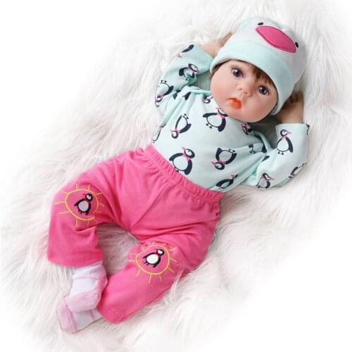 55cm Reborn Baby Doll Child Birthday Gifts Special Girl Toy Cute Kids Doll Alive Silicone Vinyl Light Green and Dark Pink Outfit