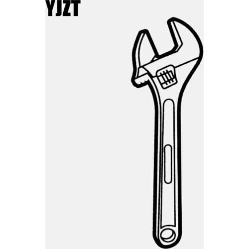 YJZT 4.1CM*13.1CM Personal Metal Wrench Vinly Decoration Black/Silver Car Sticker C22-0455
