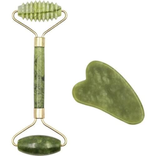 Facial Massage Roller Guasha Board Double Heads Jade Stone Face Lift Body Skin Relaxation Slimming Beauty Neck Thin Lift