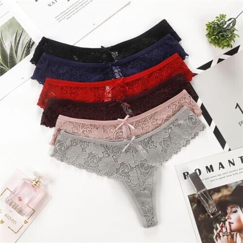 Fashion Women Sexy Solid Color Elastic Ultrathin G-String Underwear Lace Thongs Womens underwear нижнее белье женское 2020