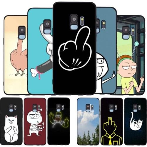 Middle finger Soft Case For Samsung S20 S10 S9 S8 S7 S6 EDGE Plus Lite For Note 8 9 10 Cover A7 A8 A9 black Cases